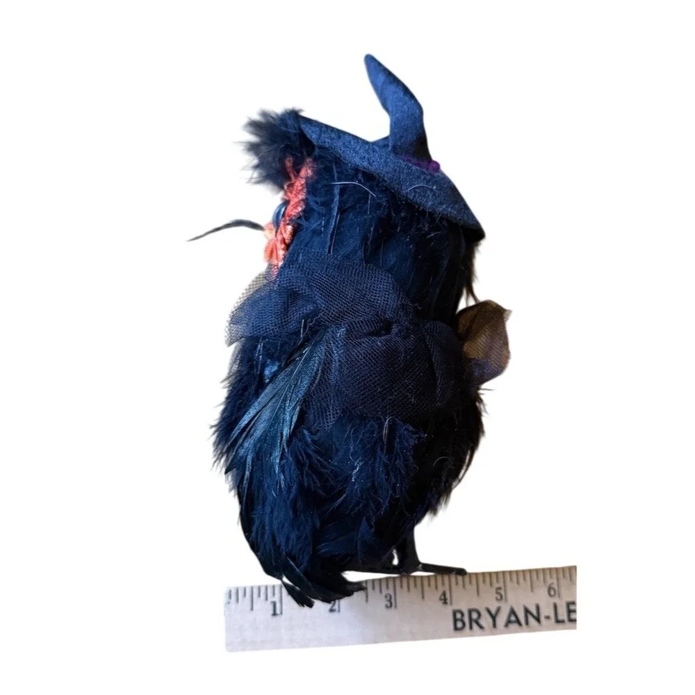 Pier 1 Imports Black Feather Owl Figurine Halloween Witch Hat 7 in decor fall